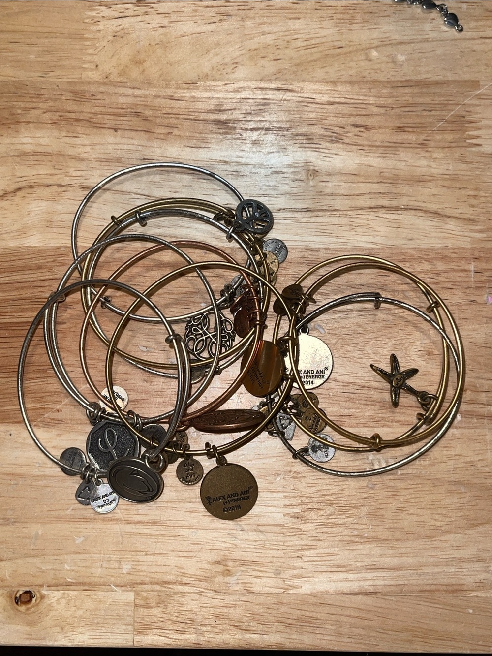 Alex and Ani Mixed Metal Charm Bangle Bracelet Set - Gold and Silver Tones